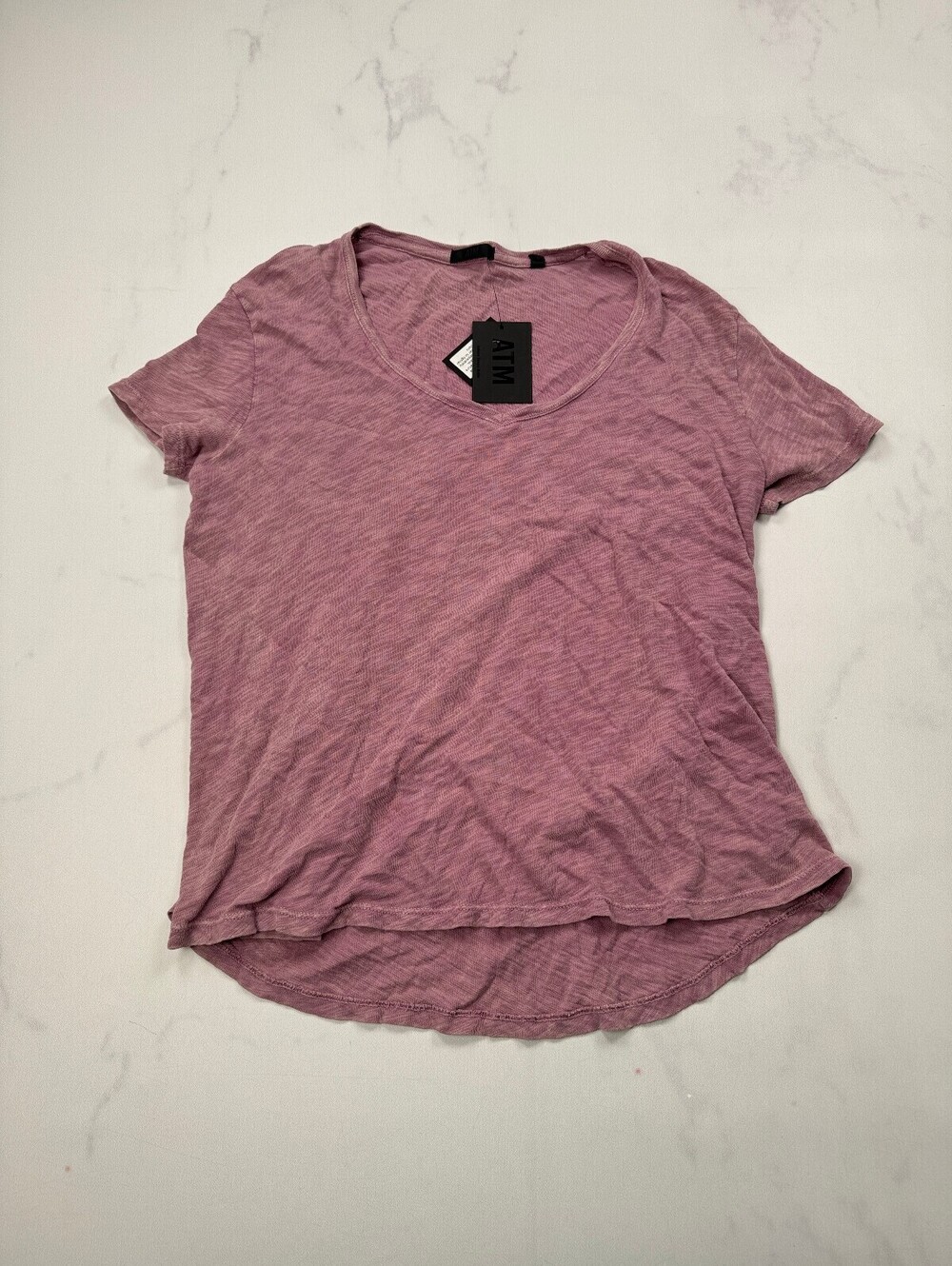 Atm Anthony Thomas Melillo T Shirt Pink Modern Minimalist Scoop Neck - Womens XS